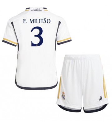 Real Madrid Eder Militao #3 Hemmakläder Barn 2023-24 Kortärmad (+ Korta byxor)